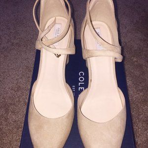 NIB Cole Haan Beige Suede Wedge Heels, Sz 11
